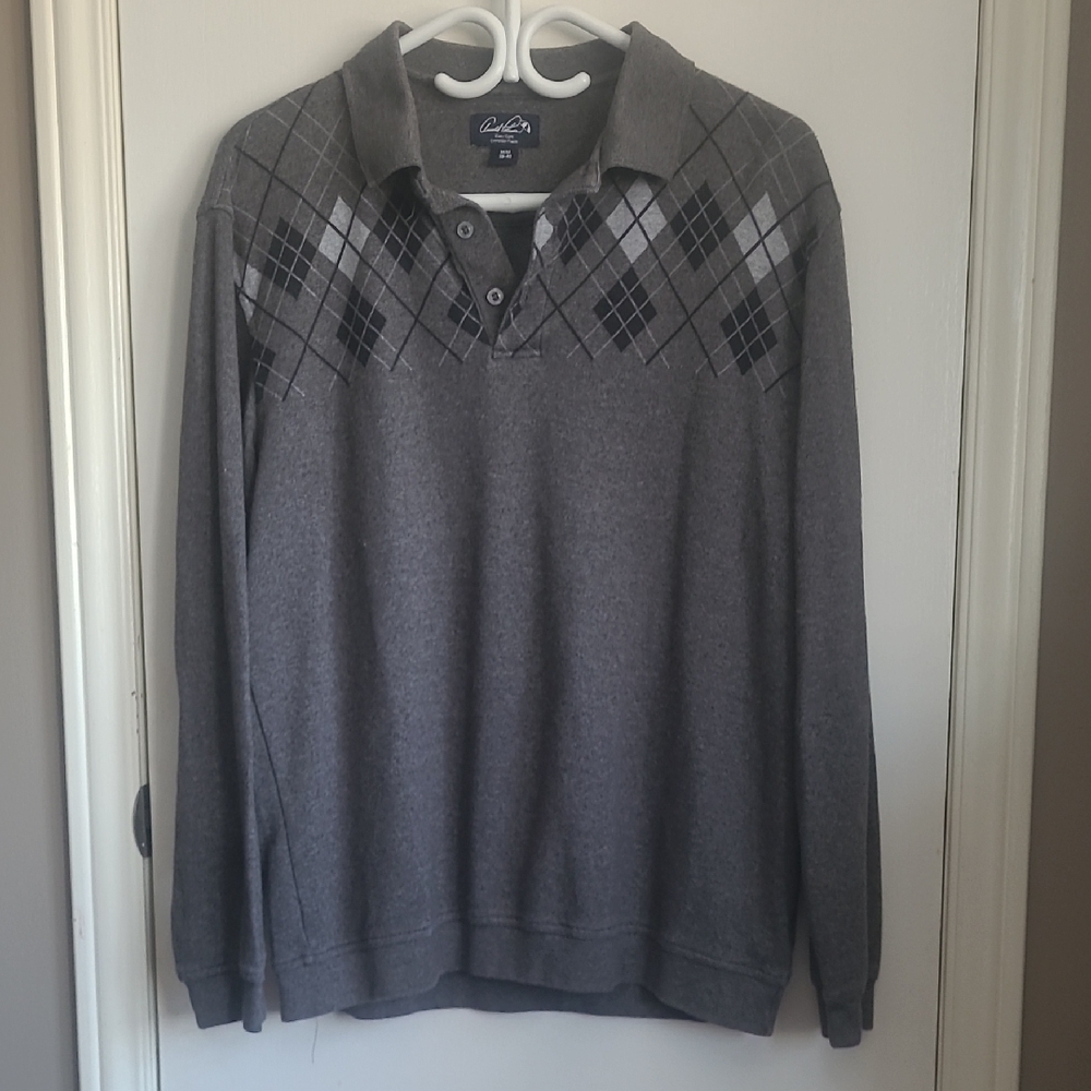 Men's Gray Argyle Crewneck Sweater